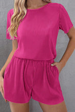 Load image into Gallery viewer, Round Neck Short Sleeve Top and Shorts Set
