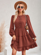 Load image into Gallery viewer, Swiss Dot Lace Trim Balloon Sleeve Dress
