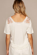 Load image into Gallery viewer, POL V-Neck Short Sleeve Lace Trim Top
