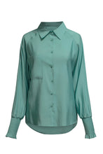 Load image into Gallery viewer, Pocketed Button Up Lantern Sleeve Shirt
