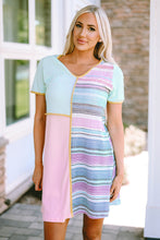 Load image into Gallery viewer, Color Block Short Sleeve Dress
