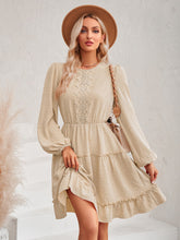 Load image into Gallery viewer, Swiss Dot Lace Trim Balloon Sleeve Dress
