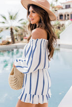 Load image into Gallery viewer, Striped Off Shoulder Smocked Romper
