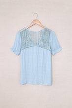 Load image into Gallery viewer, Lace Detail Button Up Short Sleeve Shirt
