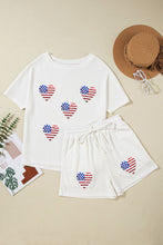 Load image into Gallery viewer, US Flag Round Neck Top and Shorts Set
