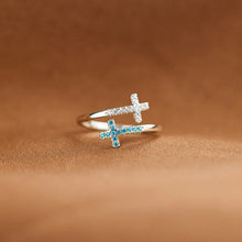 Load image into Gallery viewer, Zircon 925 Sterling Silver Double Cross Bypass Ring
