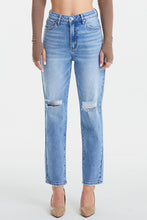 Load image into Gallery viewer, BAYEAS High Waist Distressed Cat&#39;s Whiskers Washed Straight Jeans
