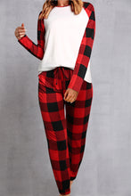 Load image into Gallery viewer, Plaid Round Neck Top and Pants Set
