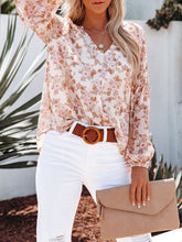 Load image into Gallery viewer, Floral Notched Balloon Sleeve Blouse
