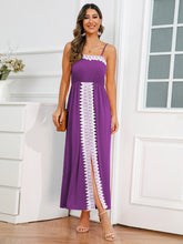 Load image into Gallery viewer, Slit Lace Detail Spaghetti Strap Dress

