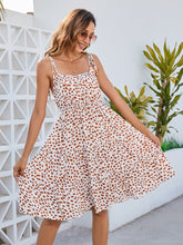 Load image into Gallery viewer, Printed Square Neck Tie Shoulder Dress
