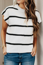 Load image into Gallery viewer, Striped Round Neck Cap Sleeve Sweater
