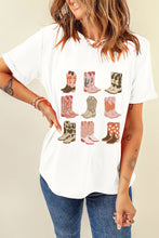 Load image into Gallery viewer, Boot Graphic Round Neck Short Sleeve T-Shirt
