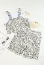 Load image into Gallery viewer, Leopard Round Neck Wide Strap Top and Shorts Set

