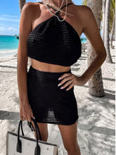 Load image into Gallery viewer, Tied Top and Drawstring Mini Skirt Set
