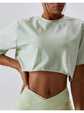 Load image into Gallery viewer, Cropped Round Neck Short Sleeve Active Top
