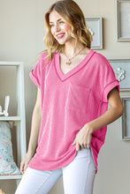 Load image into Gallery viewer, Heimish Full Size Front Pocket Short Sleeve Ribbed Top
