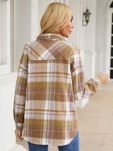 Load image into Gallery viewer, Snap Up Plaid Collared Neck Jacket with Pocket
