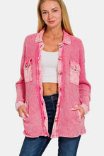 Load image into Gallery viewer, Zenana Waffle-Knit Button Up Dropped Shoulder Jacket
