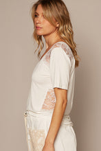 Load image into Gallery viewer, POL V-Neck Short Sleeve Lace Trim Top
