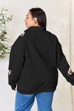 Load image into Gallery viewer, Full Size Sequin Football Half Zip Long Sleeve Sweatshirt
