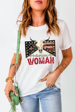 Load image into Gallery viewer, AMERICAN WOMAN Graphic Round Neck Tee
