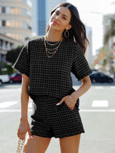 Load image into Gallery viewer, Raw Hem Round Neck Top and Shorts Set
