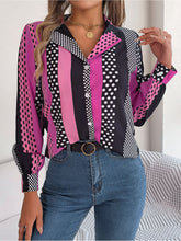 Load image into Gallery viewer, Polka Dot Contrast Long Sleeve Shirt
