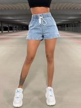 Load image into Gallery viewer, Drawstring High Waist Denim Shorts
