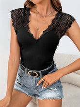 Load image into Gallery viewer, Lace Detail V-Neck Sleeveless Bodysuit
