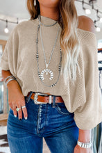 Load image into Gallery viewer, Ribbed Boat Neck Batwing Sleeve T-Shirt
