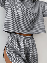 Load image into Gallery viewer, Striped Round Neck Top and Shorts Set
