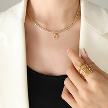 Load image into Gallery viewer, Brass Inlaid Zircon Letter Pendant Necklace
