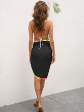 Load image into Gallery viewer, Rainbow Pompom Trim Swim Skirt
