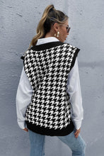 Load image into Gallery viewer, Houndstooth Ribbed V-Neck Sweater Vest
