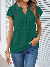 Load image into Gallery viewer, Swiss Dot Notched Cap Sleeve Blouse
