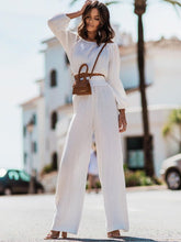 Load image into Gallery viewer, Off Shoulder Long Sleeve Top and Pants Set
