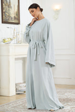 Load image into Gallery viewer, Round Neck Kimono Sleeve Tie Waist Dress
