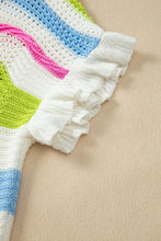 Load image into Gallery viewer, Openwork Color Block Round Neck Knit Top
