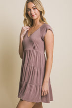 Load image into Gallery viewer, Love Tree V-Neck Cap Sleeve Tiered Mini Dress
