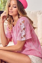 Load image into Gallery viewer, BiBi Lace Detail Short Sleeve Waffle Top
