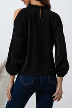 Load image into Gallery viewer, Frill Mock Neck Cold Shoulder Blouse
