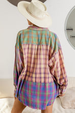 Load image into Gallery viewer, BiBi Plaid Color Block Button Up Shirt
