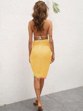 Load image into Gallery viewer, Rainbow Pompom Trim Swim Skirt
