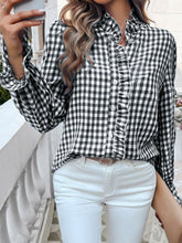 Load image into Gallery viewer, Frill Ruffled Plaid Long Sleeve Shirt
