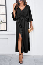 Load image into Gallery viewer, Slit Tied V-Neck Three-Quarter Sleeve Dress
