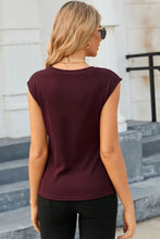 Load image into Gallery viewer, Cutout Round Neck Cap Sleeve T-Shirt
