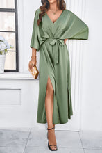 Load image into Gallery viewer, Slit Tied V-Neck Three-Quarter Sleeve Dress
