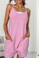 Pocketed V-Neck Spaghetti Strap Overall