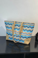 Load image into Gallery viewer, Chevron Straw Tote Bag
